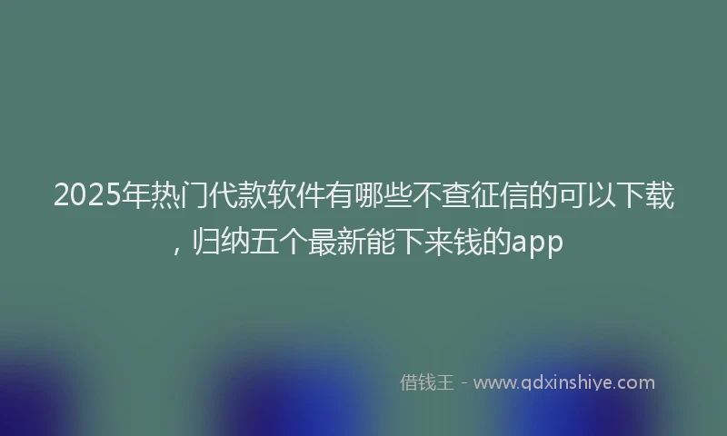 2025年热门代款软件有哪些不查征信的可以下载，归纳五个最新能下来钱的app