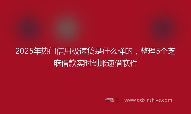 2025年热门信用极速贷是什么样的，整理5个芝麻借款实时到账速借软件
