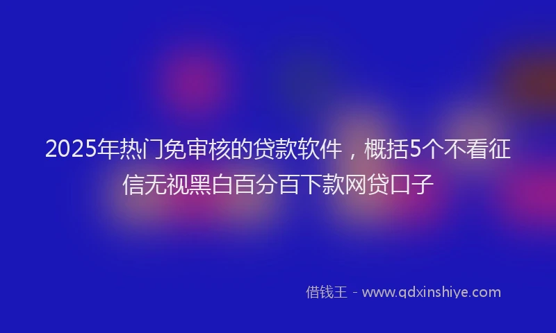2025年热门免审核的贷款软件，概括5个不看征信无视黑白百分百下款网贷口子