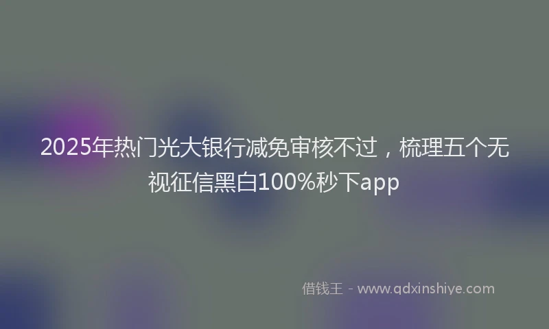 2025年热门光大银行减免审核不过，梳理五个无视征信黑白100%秒下app