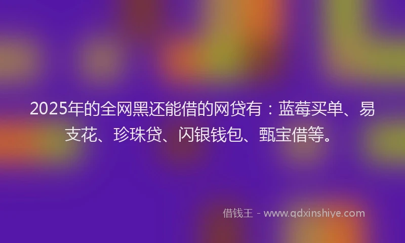2025年的全网黑还能借的网贷有：蓝莓买单、易支花、珍珠贷、闪银钱包、甄宝借等。