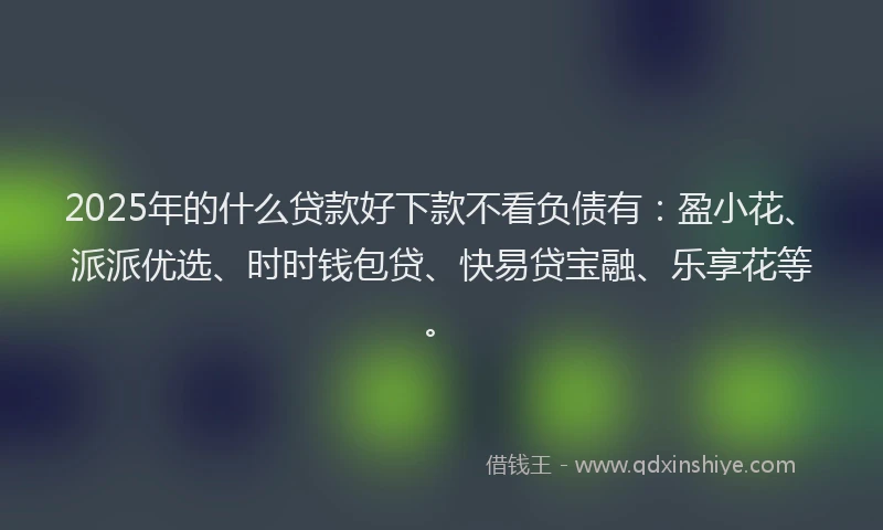 2025年的什么贷款好下款不看负债有：盈小花、派派优选、时时钱包贷、快易贷宝融、乐享花等。