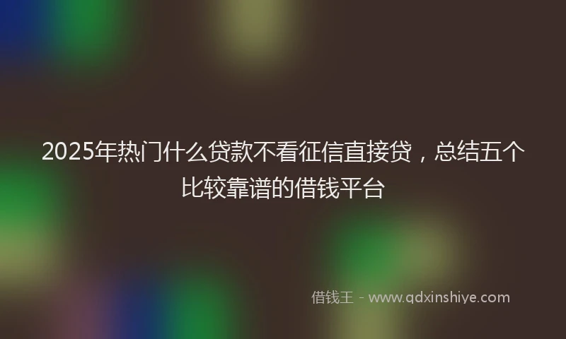 2025年热门什么贷款不看征信直接贷，总结五个比较靠谱的借钱平台