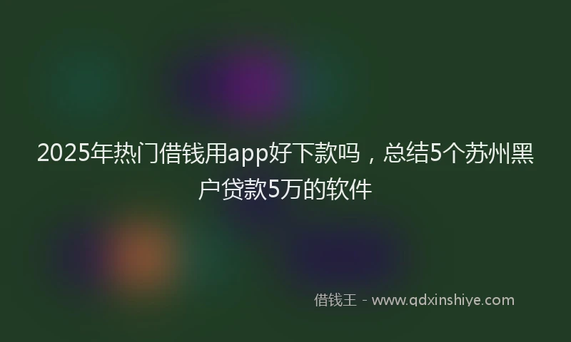 2025年热门借钱用app好下款吗，总结5个苏州黑户贷款5万的软件