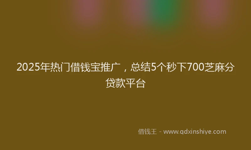 2025年热门借钱宝推广，总结5个秒下700芝麻分贷款平台
