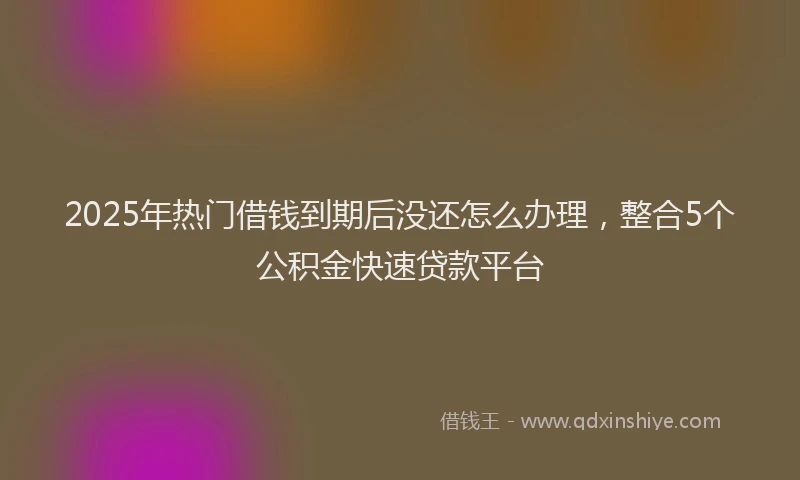 2025年热门借钱到期后没还怎么办理，整合5个公积金快速贷款平台