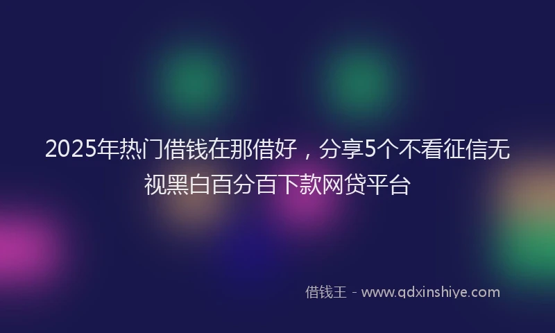 2025年热门借钱在那借好，分享5个不看征信无视黑白百分百下款网贷平台