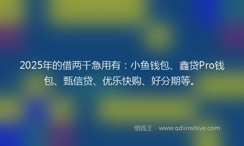 2025年的借两千急用有：小鱼钱包、鑫贷Pro钱包、甄信贷、优乐快购、好分期等。