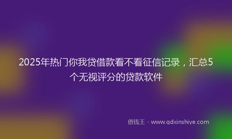 2025年热门你我贷借款看不看征信记录，汇总5个无视评分的贷款软件