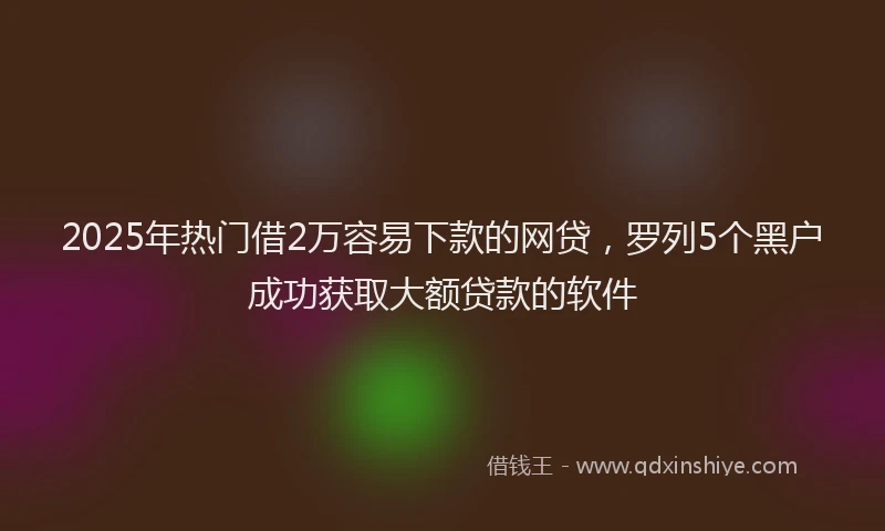 2025年热门借2万容易下款的网贷，罗列5个黑户成功获取大额贷款的软件