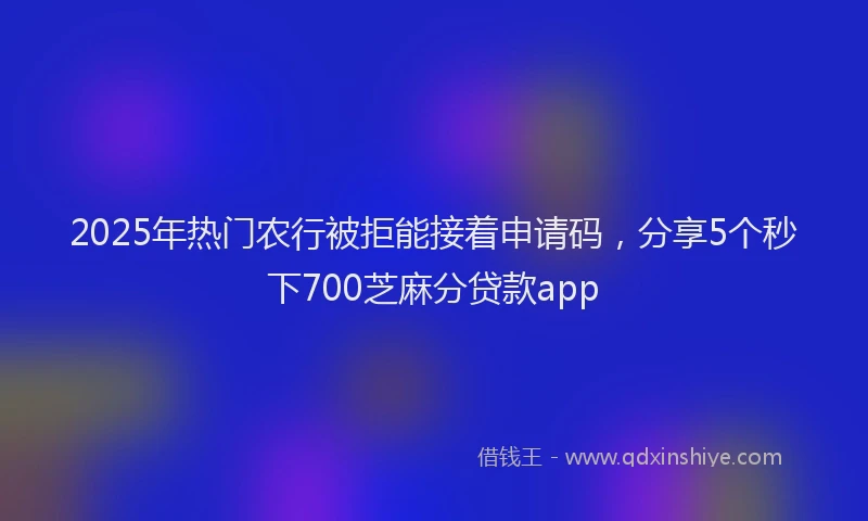 2025年热门农行被拒能接着申请码，分享5个秒下700芝麻分贷款app