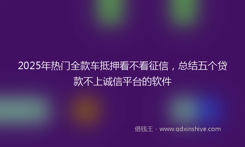 2025年热门全款车抵押看不看征信，总结五个贷款不上诚信平台的软件