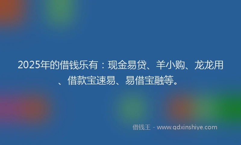 2025年的借钱乐有：现金易贷、羊小购、龙龙用、借款宝速易、易借宝融等。