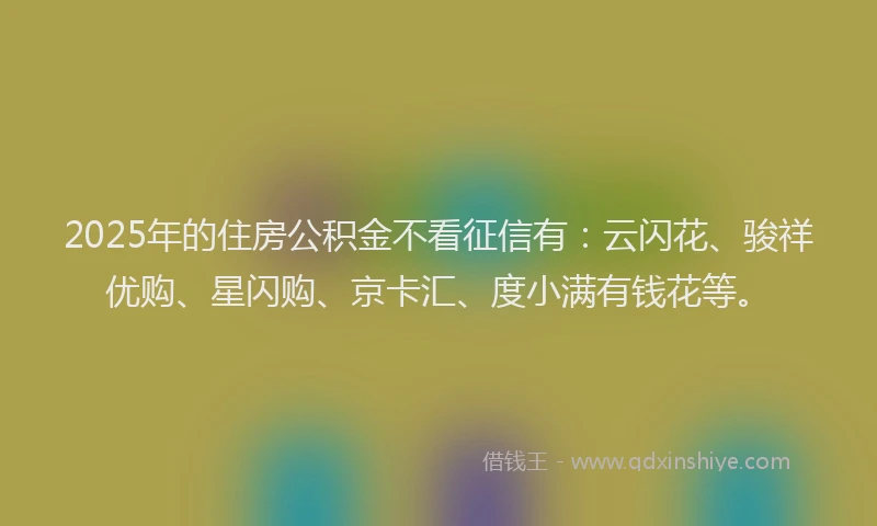 2025年的住房公积金不看征信有：云闪花、骏祥优购、星闪购、京卡汇、度小满有钱花等。