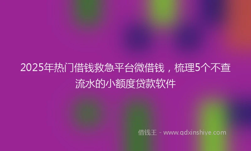 2025年热门借钱救急平台微借钱，梳理5个不查流水的小额度贷款软件