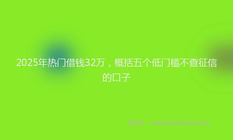 2025年热门借钱32万，概括五个低门槛不查征信的口子