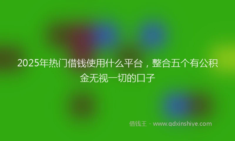 2025年热门借钱使用什么平台，整合五个有公积金无视一切的口子