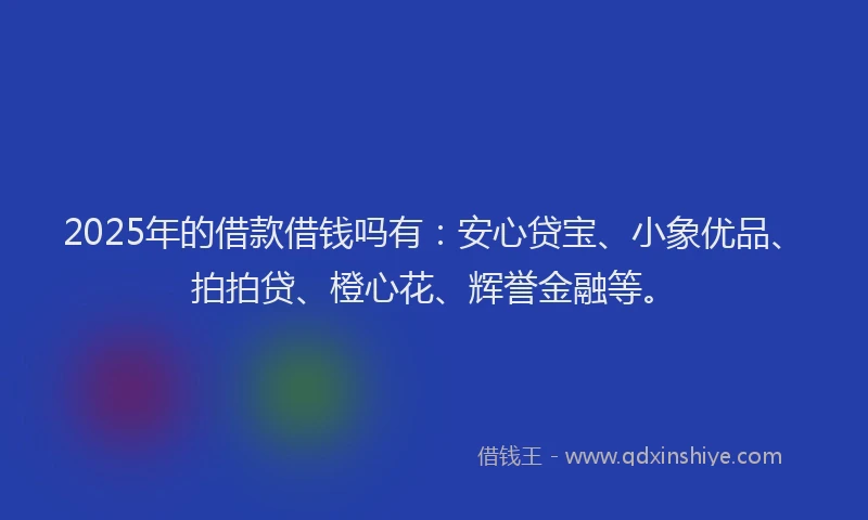 2025年的借款借钱吗有：安心贷宝、小象优品、拍拍贷、橙心花、辉誉金融等。