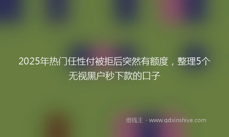 2025年热门任性付被拒后突然有额度，整理5个无视黑户秒下款的口子