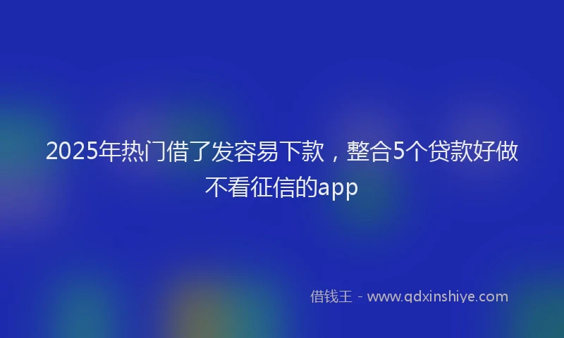 2025年热门借了发容易下款，整合5个贷款好做不看征信的app