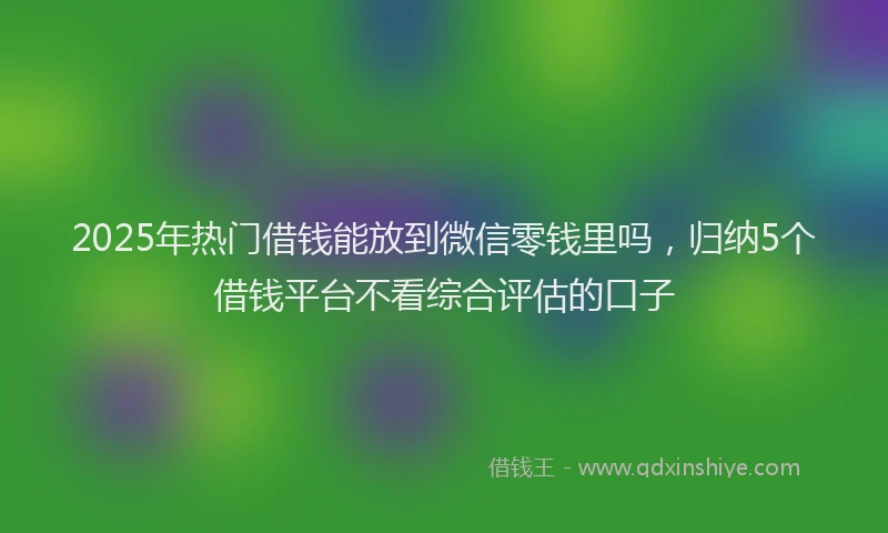 2025年热门借钱能放到微信零钱里吗，归纳5个借钱平台不看综合评估的口子