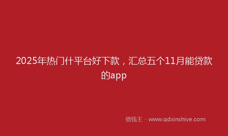 2025年热门什平台好下款，汇总五个11月能贷款的app