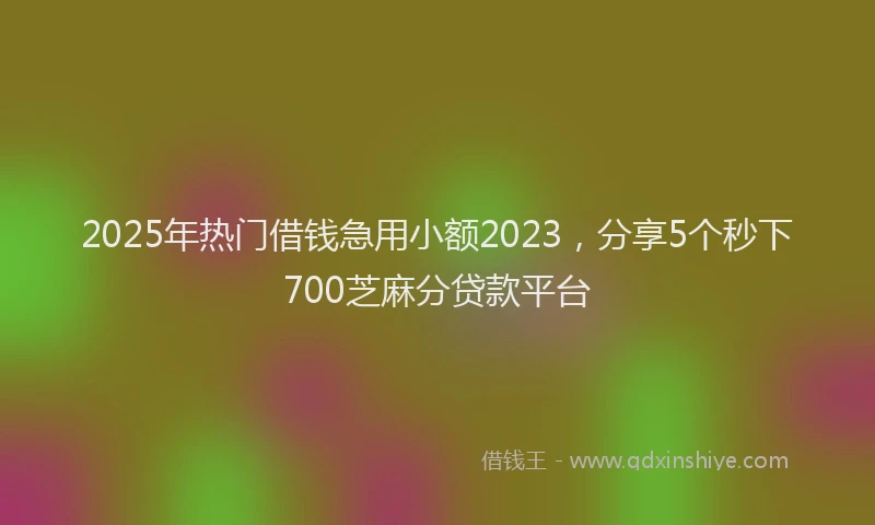 2025年热门借钱急用小额2023，分享5个秒下700芝麻分贷款平台