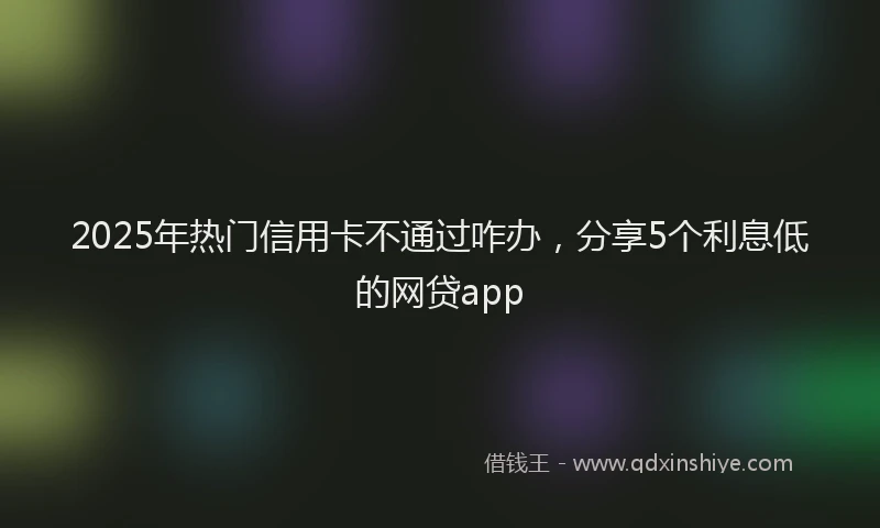 2025年热门信用卡不通过咋办，分享5个利息低的网贷app