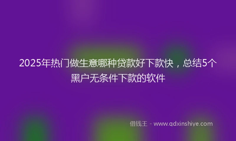 2025年热门做生意哪种贷款好下款快，总结5个黑户无条件下款的软件