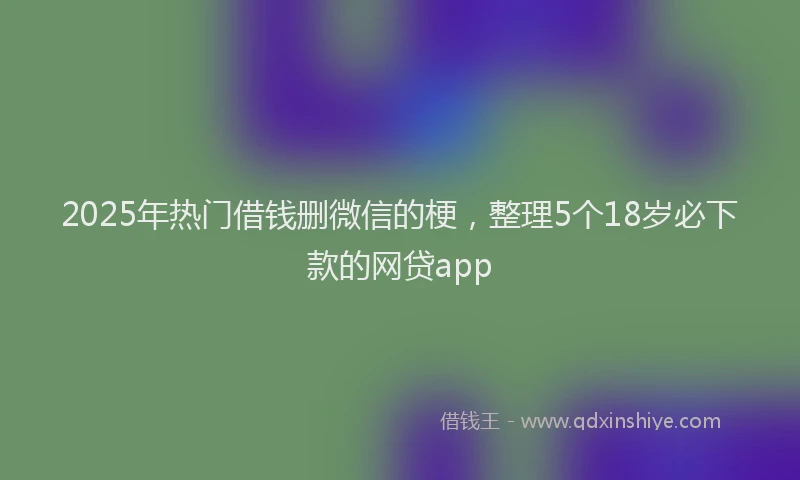 2025年热门借钱删微信的梗，整理5个18岁必下款的网贷app