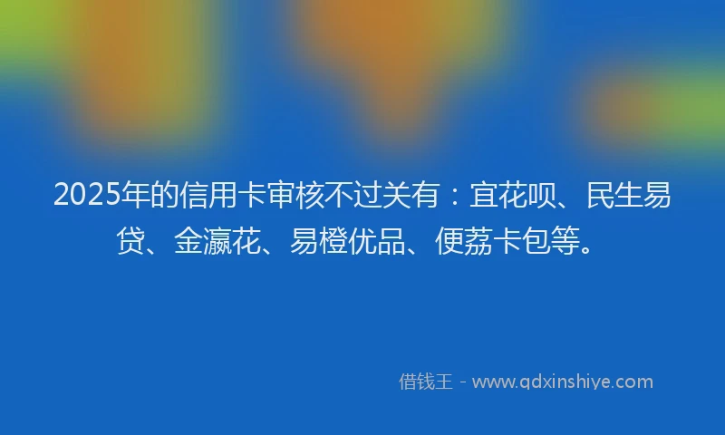 2025年的信用卡审核不过关有：宜花呗、民生易贷、金瀛花、易橙优品、便荔卡包等。
