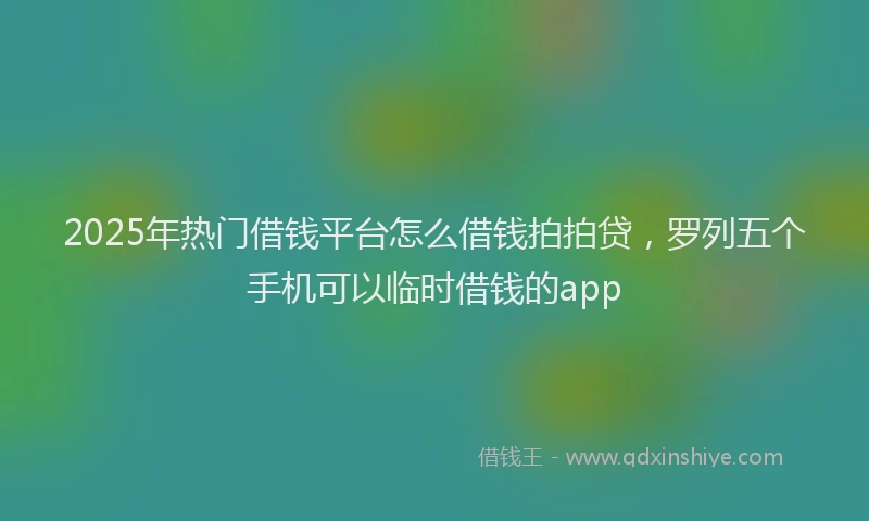 2025年热门借钱平台怎么借钱拍拍贷，罗列五个手机可以临时借钱的app