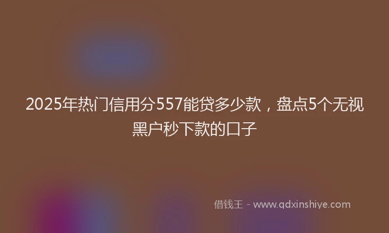 2025年热门信用分557能贷多少款，盘点5个无视黑户秒下款的口子