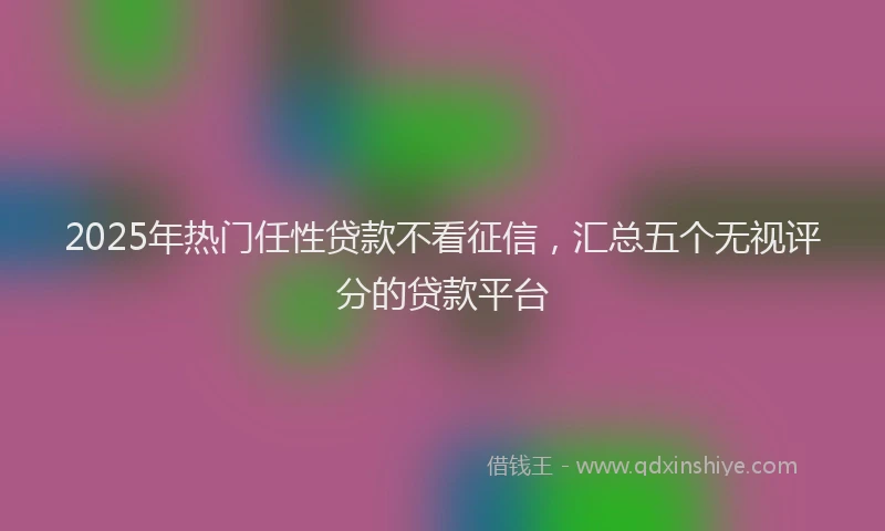 2025年热门任性贷款不看征信，汇总五个无视评分的贷款平台
