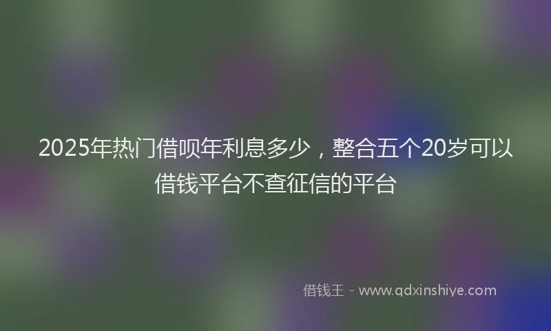 2025年热门借呗年利息多少，整合五个20岁可以借钱平台不查征信的平台