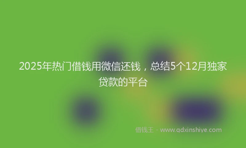 2025年热门借钱用微信还钱，总结5个12月独家贷款的平台