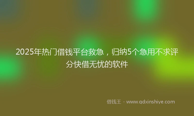 2025年热门借钱平台救急，归纳5个急用不求评分快借无忧的软件