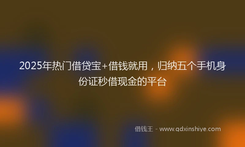 2025年热门借贷宝+借钱就用，归纳五个手机身份证秒借现金的平台