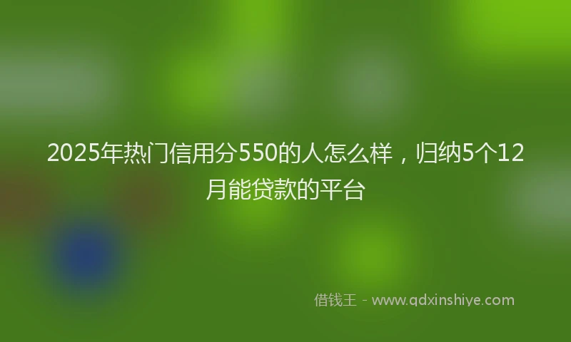 2025年热门信用分550的人怎么样，归纳5个12月能贷款的平台