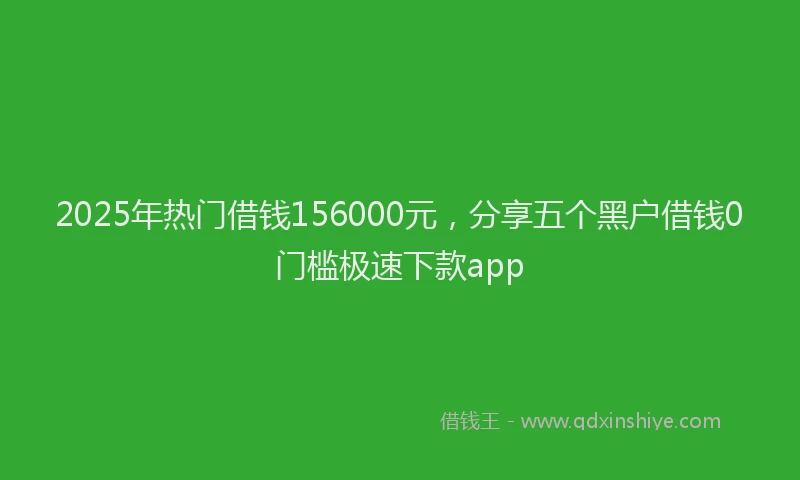2025年热门借钱156000元，分享五个黑户借钱0门槛极速下款app
