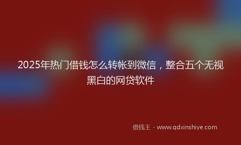 2025年热门借钱怎么转帐到微信，整合五个无视黑白的网贷软件
