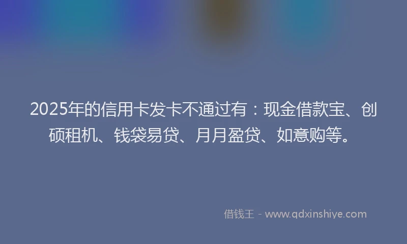 2025年的信用卡发卡不通过有：现金借款宝、创硕租机、钱袋易贷、月月盈贷、如意购等。