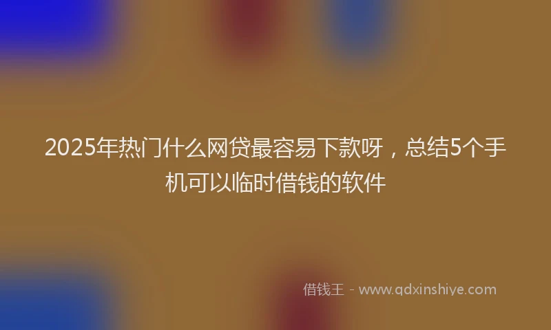 2025年热门什么网贷最容易下款呀，总结5个手机可以临时借钱的软件