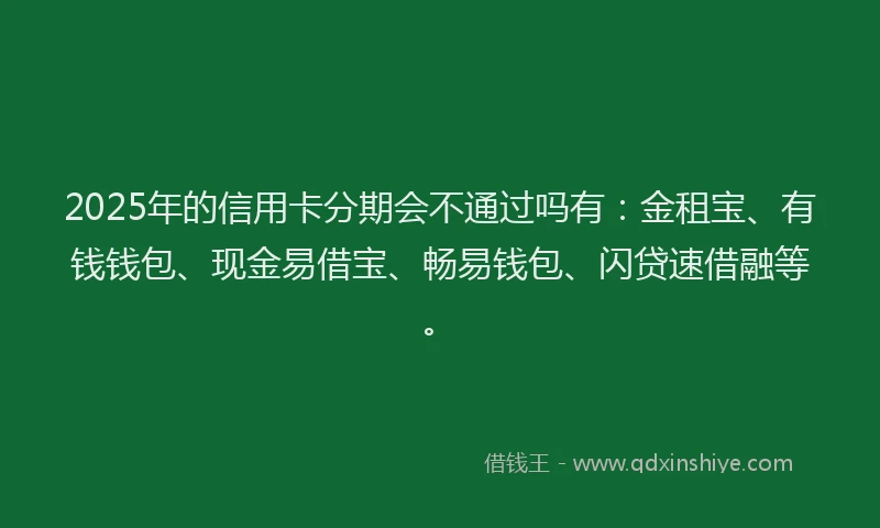 2025年的信用卡分期会不通过吗有：金租宝、有钱钱包、现金易借宝、畅易钱包、闪贷速借融等。