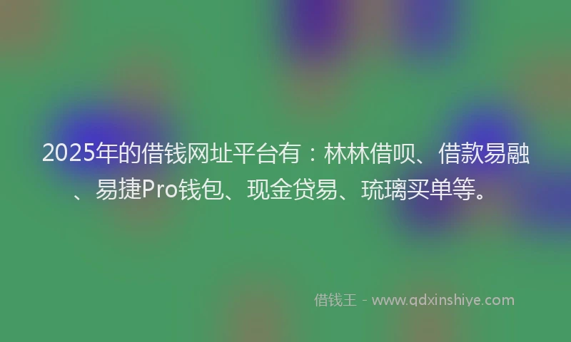 2025年的借钱网址平台有：林林借呗、借款易融、易捷Pro钱包、现金贷易、琉璃买单等。