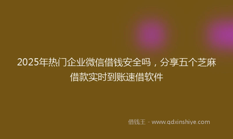 2025年热门企业微信借钱安全吗，分享五个芝麻借款实时到账速借软件