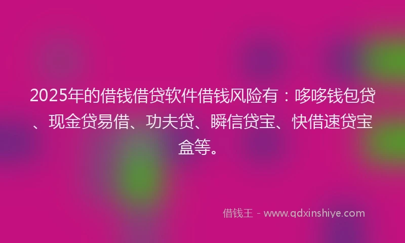 2025年的借钱借贷软件借钱风险有：哆哆钱包贷、现金贷易借、功夫贷、瞬信贷宝、快借速贷宝盒等。