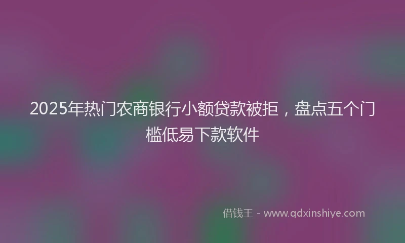 2025年热门农商银行小额贷款被拒，盘点五个门槛低易下款软件