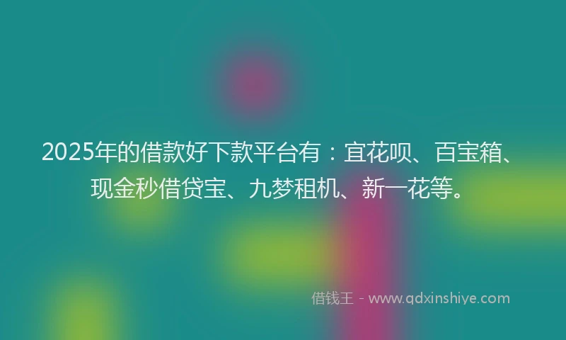 2025年的借款好下款平台有：宜花呗、百宝箱、现金秒借贷宝、九梦租机、新一花等。