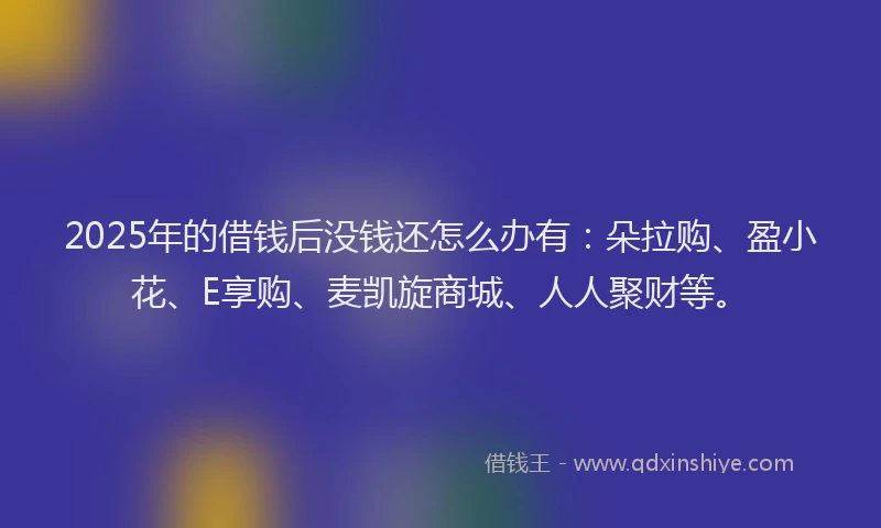 2025年的借钱后没钱还怎么办有：朵拉购、盈小花、E享购、麦凯旋商城、人人聚财等。